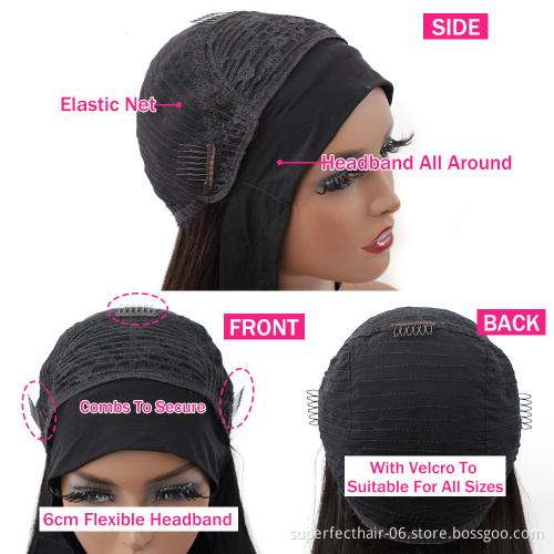 Virgin Cuticle Aligned Hair Head band Wig For Black Women Brazilian Loose Deep Water Wave Kinky Curly Headbands Wig Human Hair